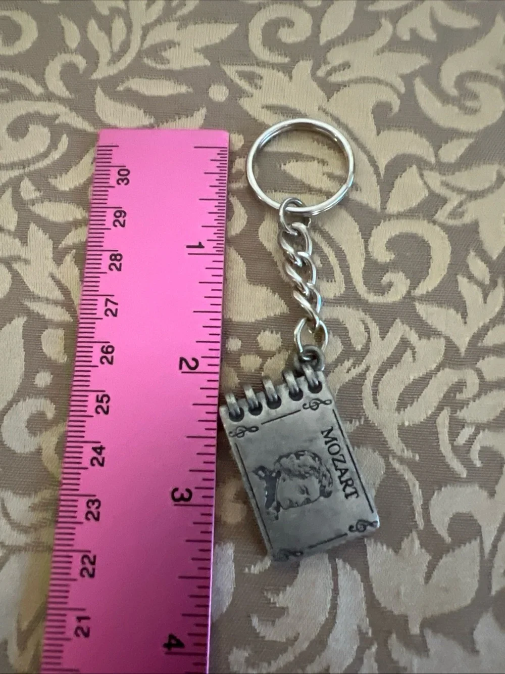 Pewter Keychain: Wolfgang Amadeus Mozart Music Notes